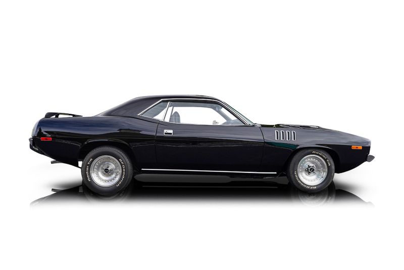 An incredible side shot photo of aPlymouth Cuda that you should buy.