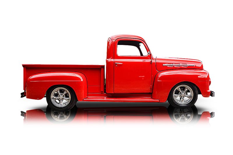 An incredible side shot photo of aFord F-1 that you should buy.