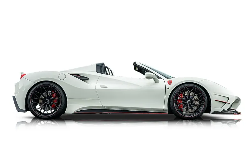 An incredible side shot photo of aFerrari 488 Spider that you should buy.