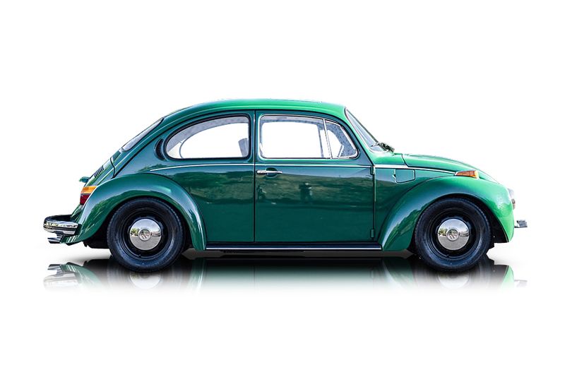 An incredible side shot photo of aVolkswagen Super Beetle that you should buy.
