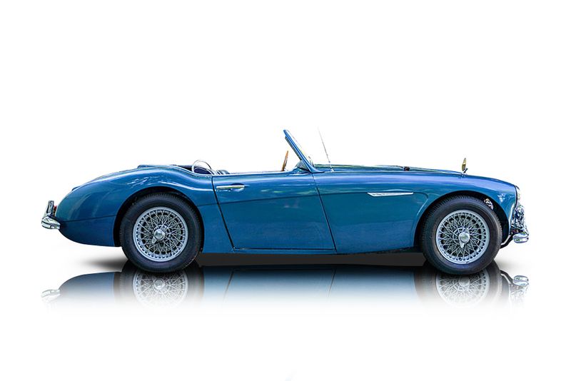 An incredible side shot photo of aAustin Healey 100-6 that you should buy.