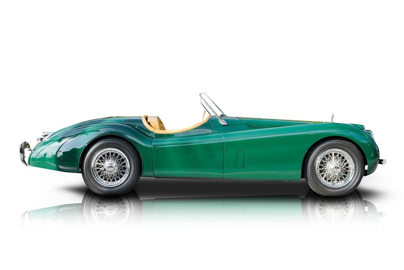 An incredible side shot photo of aJaguar XK120 that you should buy.