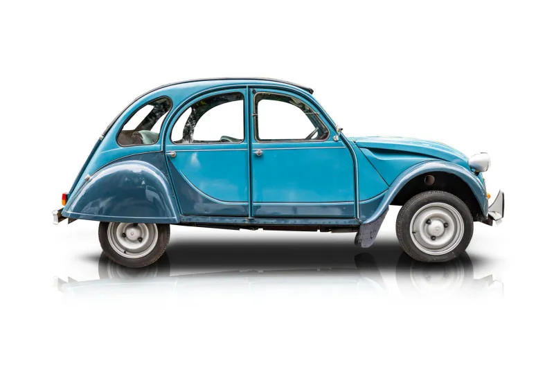 An incredible side shot photo of aCitroën 2CV that you should buy.