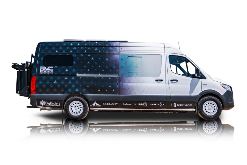 An incredible side shot photo of aMercedes-Benz eSprinter that you should buy.