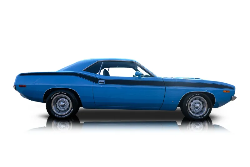An incredible side shot photo of aPlymouth Cuda that you should buy.