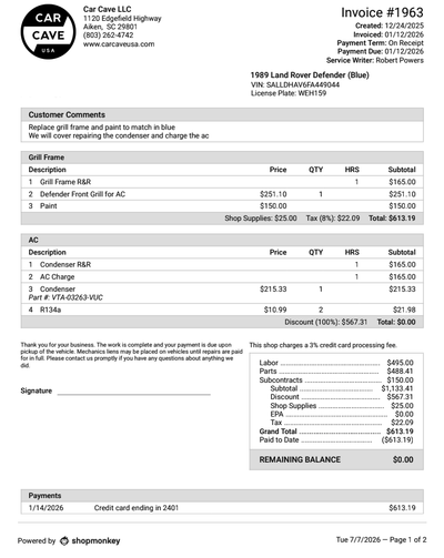 Service record 1 of 28