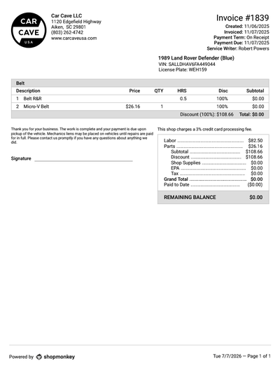 Service record 5 of 28